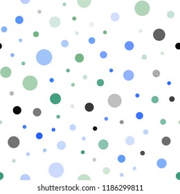 Light Blue, Green vector seamless layout with circle shapes. Beautiful colored illustration with blurred circles in nature style. Pattern for trendy fabric, wallpapers.