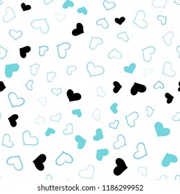 Light Blue, Green vector seamless layout with sweet hearts. Beautiful colored illustration with hearts in celebration style. Template for Valentine's greeting postcards.