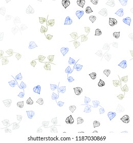 Light Blue, Green vector seamless natural pattern with leaves. Modern geometrical abstract illustration with leaves. Pattern for design of window blinds, curtains.