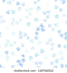 Light Blue, Green vector seamless elegant background with leaves. leaves on elegant natural pattern with gradient. Pattern for trendy fabric, wallpapers.