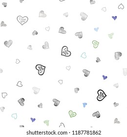 Light Blue, Green vector seamless texture with lovely hearts. Illustration with hearts in love concept for valentine's day. Template for Valentine's greeting postcards.