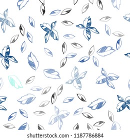 Light Blue, Green vector seamless doodle backdrop with leaves. leaves on blurred abstract background with gradient. Template for business cards, websites.