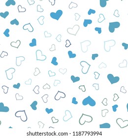 Light Blue, Green vector seamless template with doodle hearts. Decorative shining illustration with hearts on abstract template. Beautiful design for your business advert of anniversary.