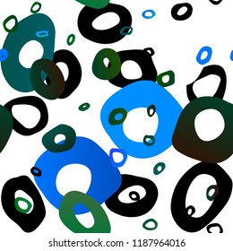 Light Blue, Green vector seamless pattern with spheres. Modern abstract illustration with colorful water drops. Template for business cards, websites.