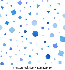 Light Blue, Green vector seamless backdrop with lines, circles, rhombus. Illustration with colorful circles, triangles, rectangles. Pattern for design of window blinds, curtains.