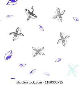 Light Blue, Green vector seamless abstract background with leaves. Decorative illustration with doodles on abstract template. Pattern for trendy fabric, wallpapers.