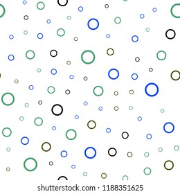 Light Blue, Green vector seamless background with bubbles. Illustration with set of shining colorful abstract circles. New design for ad, poster, banner of your website.