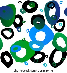 Light Blue, Green vector seamless pattern with spheres. Blurred decorative design in abstract style with bubbles. Template for business cards, websites.