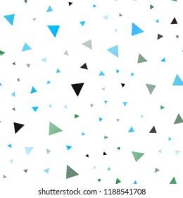 Light Blue, Green vector seamless template with crystals, triangles. Decorative design in abstract style with triangles. Pattern can be used for websites.
