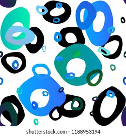 Light Blue, Green vector seamless texture with disks. Glitter abstract illustration with blurred drops of rain. Pattern for design of fabric, wallpapers.