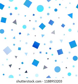 Light Blue, Green vector seamless cover in polygonal style with circles. Abstract illustration with colorful dots, lines, cubes. Design for textile, fabric, wallpapers.