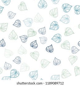 Light Blue, Green vector seamless abstract design with leaves. Brand new colored illustration in blurry style with leaves. Design for textile, fabric, wallpapers.