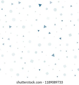Light Blue, Green vector seamless pattern with polygonal style with circles. Glitter abstract illustration with spheres, squares, lines. Pattern for trendy fabric, wallpapers.