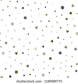 Light Blue, Green vector seamless layout with circles, lines, rectangles. Abstract gradient illustration with circles, triangles, cubes. Pattern for design of window blinds, curtains.