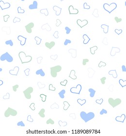 Light Blue, Green vector seamless layout with sweet hearts. Illustration with hearts in love concept for valentine's day. Beautiful design for your business advert of anniversary.