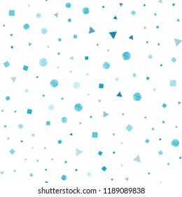Light Blue, Green vector seamless pattern with polygonal style with circles. Abstract illustration with colorful dots, lines, cubes. Pattern for trendy fabric, wallpapers.