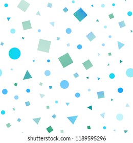 Light Blue, Green vector seamless template with crystals, circles, squares. Glitter abstract illustration with spheres, squares, lines. Pattern for trendy fabric, wallpapers.