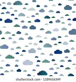 Light Blue, Green vector seamless pattern with clouds. Modern illustration with colorful gradient clouds. Pattern for design of fabric, wallpapers.