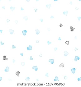 Light Blue, Green vector seamless texture with lovely hearts. Decorative shining illustration with hearts on abstract template. Pattern can be used for valentine's ad, booklets.
