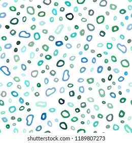 Light Blue, Green vector seamless cover with circles. Glitter abstract illustration with blurred drops of rain. Template for business cards, websites.