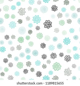Light Blue, Green vector seamless template with ice snowflakes. Modern geometrical abstract illustration with crystals of ice. Trendy design for wallpaper, fabric makers.