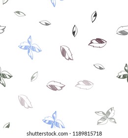Light Blue, Green vector seamless elegant background with leaves. Brand new colored illustration in blurry style with leaves. Trendy design for wallpaper, fabric makers.