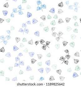 Light Blue, Green vector seamless natural background with leaves. Creative illustration in blurred style with leaves. Trendy design for wallpaper, fabric makers.