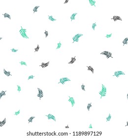 Light Blue, Green vector seamless natural backdrop with leaves. Brand new colored illustration in blurry style with leaves. Pattern for design of fabric, wallpapers.