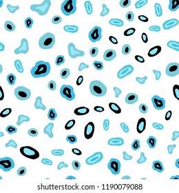 Light Blue, Green vector seamless backdrop with dots. Glitter abstract illustration with blurred drops of rain. Pattern for design of fabric, wallpapers.