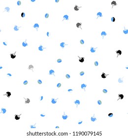 Light Blue, Green vector seamless layout with coffee set. Decorative gradient design of coffee cups and beans. Design for ad, poster, banner of cafes, restaurants.