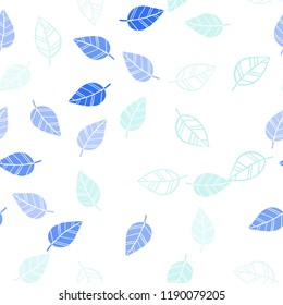 Light Blue, Green vector seamless doodle backdrop with leaves. New colorful illustration in doodle style with leaves. Trendy design for wallpaper, fabric makers.