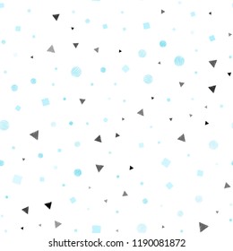 Light Blue, Green vector seamless template with crystals, circles, squares. Glitter abstract illustration with spheres, squares, lines. Template for business cards, websites.