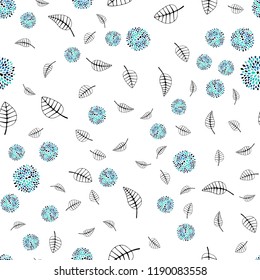 Light Blue, Green vector seamless doodle texture with leaves, flowers. Design in Indian style on white background. Trendy design for wallpaper, fabric makers.