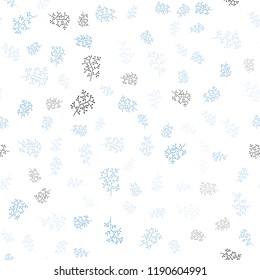 Light Blue, Green vector seamless doodle pattern with leaves, branches. Leaves and branches with gradient on white background. Template for business cards, websites.