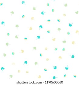 Light Blue, Green vector seamless template with cups of coffee, beans. Gradient abstract collection of coffee cups and beans. Template of a black hot beverage in a cafe.