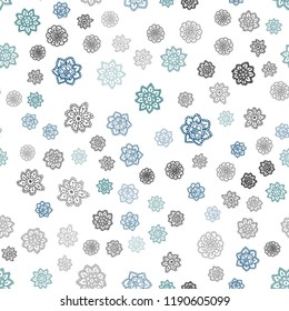 Light Blue, Green vector seamless pattern with christmas snowflakes. Snow on blurred abstract background with gradient. Pattern for design of window blinds, curtains.