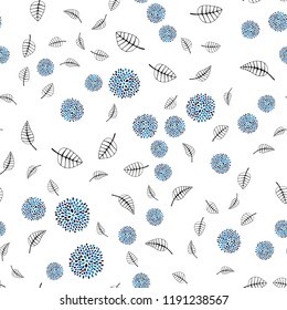 Light Blue, Green vector seamless abstract pattern with leaves, flowers. Illustration with doodles on abstract template. Pattern for trendy fabric, wallpapers.