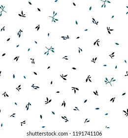 Light Blue, Green vector seamless abstract design with leaves. Shining colored illustration with leaves in doodle style. Pattern for design of window blinds, curtains.