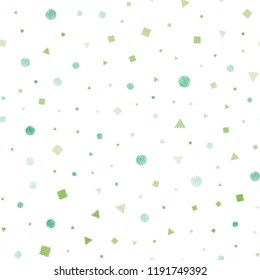 Light Blue, Green vector seamless cover with polygonal style with circles. Abstract gradient illustration with circles, triangles, cubes. Trendy design for wallpaper, fabric makers.