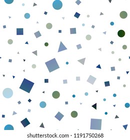 Light Blue, Green vector seamless pattern in polygonal style with circles. Illustration with colorful circles, triangles, rectangles. Trendy design for wallpaper, fabric makers.