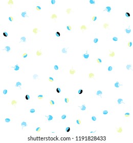 Light Blue, Green vector seamless template with cups of coffee, beans. Glitter abstract backdrop with gradient mugs, coffee grains. Pattern for ad, booklets, leaflets of restaurants.