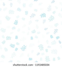 Light Blue, Green vector seamless doodle background with leaves, branches. An elegant bright illustration with leaves and branches. Pattern for design of window blinds, curtains.