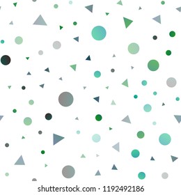 Light Blue, Green vector seamless layout with circles, lines. Illustration with set of colorful circles, triangles. Design for textile, fabric, wallpapers.