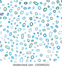 Light Blue, Green vector seamless template with spots. Glitter abstract illustration with blurred drops of rain. Pattern for trendy fabric, wallpapers.