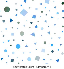 Light Blue, Green vector seamless texture in poly style with circles, cubes. Abstract gradient illustration with circles, triangles, cubes. Design for textile, fabric, wallpapers.