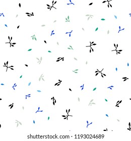 Light Blue, Green vector seamless elegant template with leaves. Doodle illustration of leaves in Origami style with gradient. Trendy design for wallpaper, fabric makers.