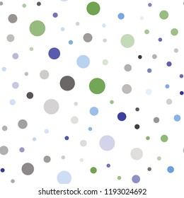 Light Blue, Green vector seamless backdrop with dots. Blurred bubbles on abstract background with colorful gradient. Template for business cards, websites.