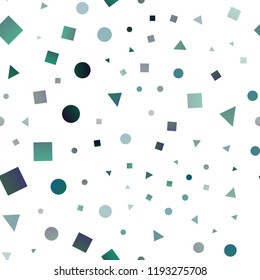 Light Blue, Green vector seamless texture in poly style with circles, cubes. Abstract gradient illustration with circles, triangles, cubes. Design for textile, fabric, wallpapers.