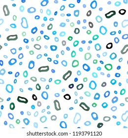 Light Blue, Green vector seamless backdrop with dots, spots. Abstract illustration with colored bubbles in nature style. Pattern for trendy fabric, wallpapers.