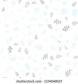 Light Blue, Green vector seamless doodle background with leaves, branches. Abstract illustration with leaves, branches in doodles style. Pattern for design of window blinds, curtains.